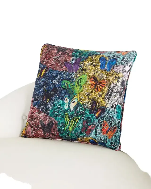Hunt Slonem Butterfly & Guardian Cotton Pillow, 22"
