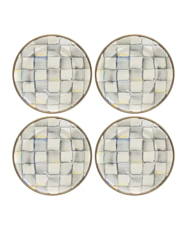 MacKenzie-Childs Sterling Check Enamel Canape Plates