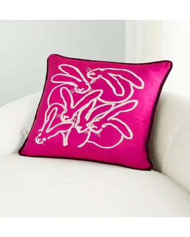 Hunt Slonem Hand Embroidered Silk Bunny Pillow | Thumbnail 2 Hunt Slonem Hand Embroidered Silk Bunny Pillow | Thumbnail 2