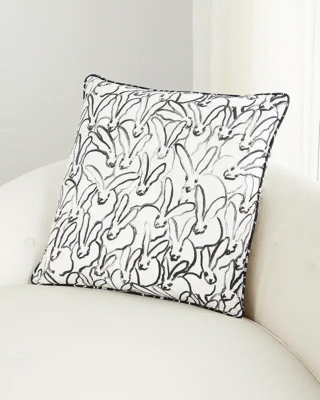 Hunt Slonem Rabbit Run Cotton Pillow, 22"