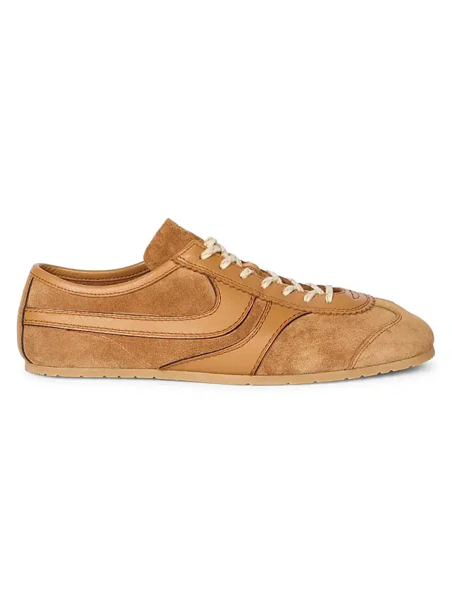 Dries Van Noten Men's Retro Leather Low-Top Sneakers - Tan