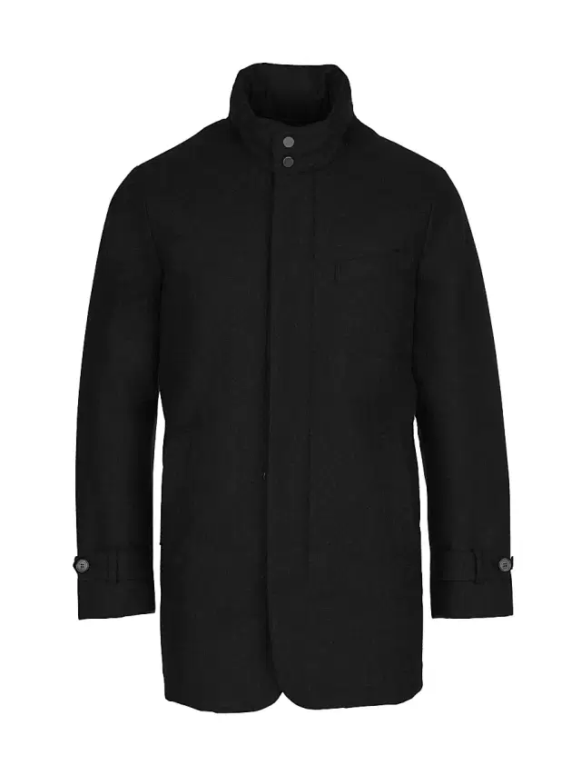 Norwegian Wool Men's Slim-Fit Hooded Car Coat - Black