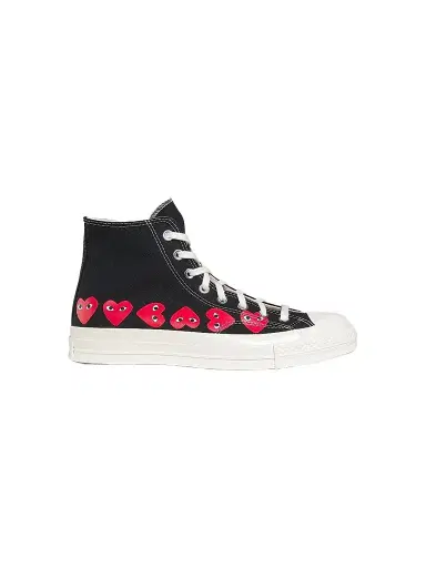 Comme des Garçons PLAY CdG PLAY x Converse Men's Chuck Taylor All Star Multi-Heart High-Top Sneakers - Black - Size 12 | Thumbnail 1 Comme des Garçons PLAY CdG PLAY x Converse Men's Chuck Taylor All Star Multi-Heart High-Top Sneakers - Black - Size 12 | Thumbnail 1