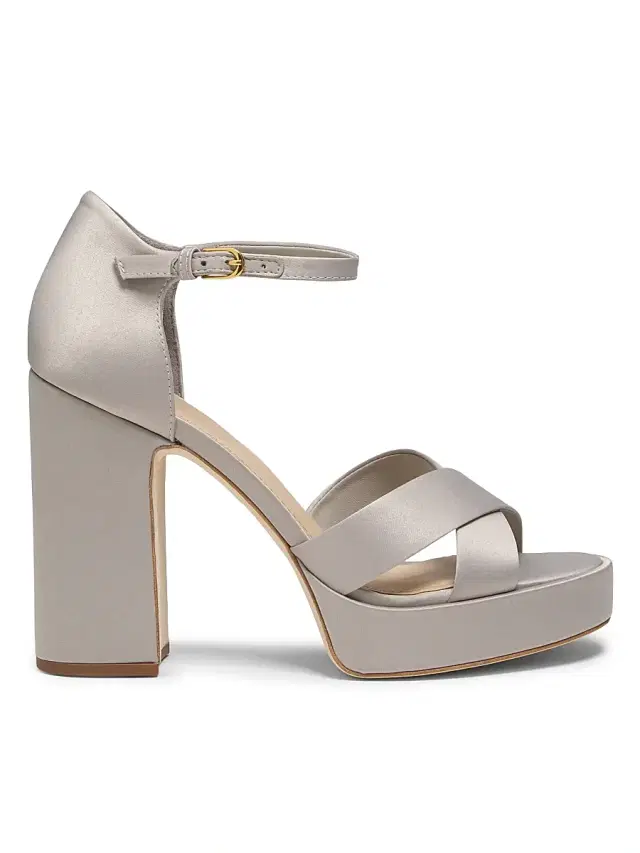 22élevé Women's 115MM Satin Platform Sandals - Cinza Claro