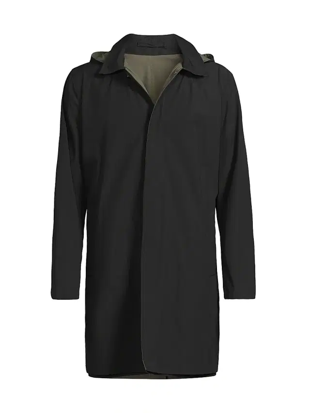 Men's Reversible Stretch Nylon Hooded Jacket - Black Olive