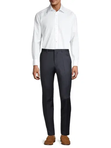 Charvet Men's Solid Poplin Dress Shirt - Blue - Size 15 | Thumbnail 2