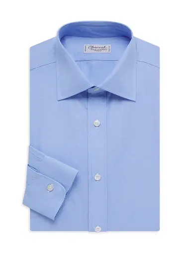 Charvet Men's Solid Poplin Dress Shirt - Blue - Size 15 | Thumbnail 1