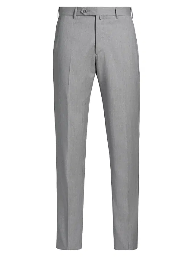 Saks Fifth Avenue Men's COLLECTION Basic Wool Dress Trousers - Light Grey