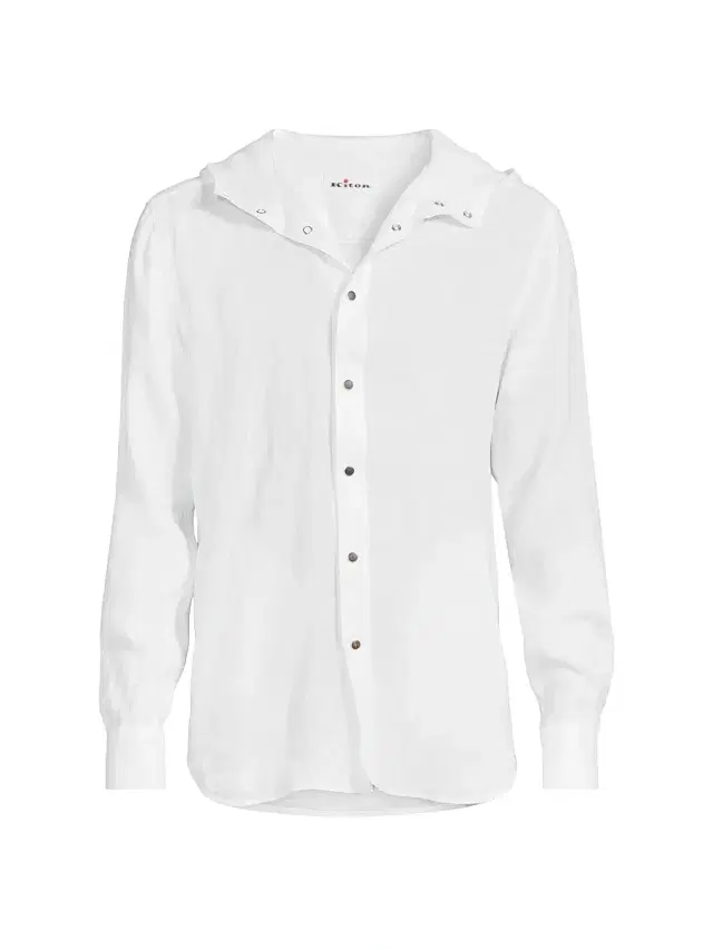 Kiton Men's Mariano Hooded Linen Shirt - White