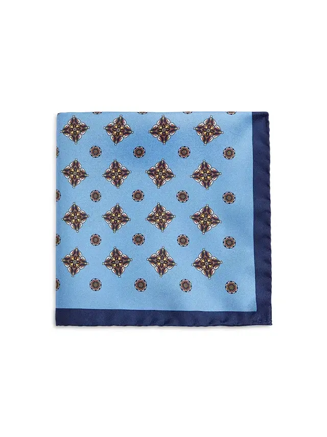 Saks Fifth Avenue Men's Floral Silk Pocket Square - Blue