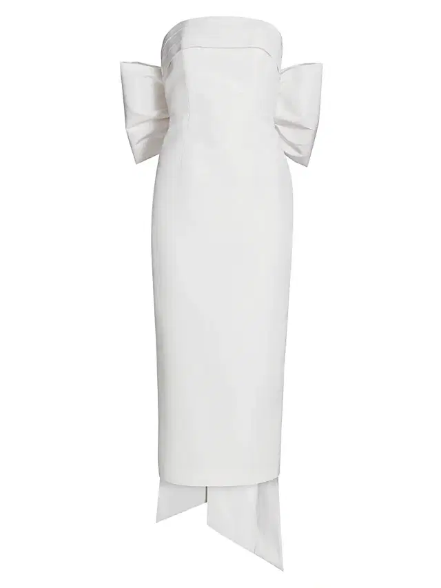Alexia María Women's Margaret Bow Silk Dress - White