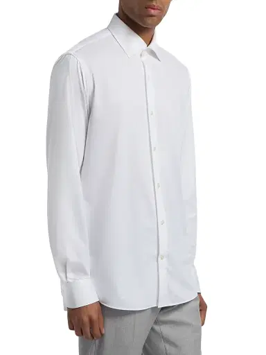 Saks Fifth Avenue Men's COLLECTION Stretch Soild Shirt - White - Size 18 | Thumbnail 4