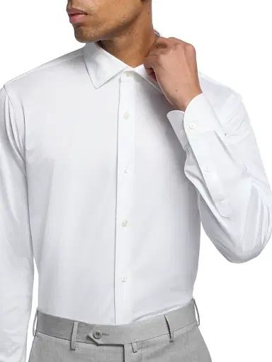 Saks Fifth Avenue Men's COLLECTION Stretch Soild Shirt - White - Size 18 | Thumbnail 6