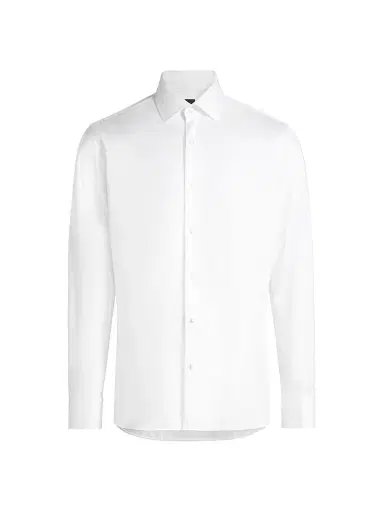 Saks Fifth Avenue Men's COLLECTION Stretch Soild Shirt - White - Size 18 | Thumbnail 1