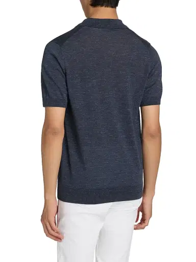 Saks Fifth Avenue Men's Lamar Johnny Collar Short-Sleeve Sweater - Blue - Size XXL | Thumbnail 5 Saks Fifth Avenue Men's Lamar Johnny Collar Short-Sleeve Sweater - Blue - Size XXL | Thumbnail 5