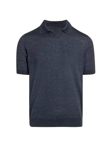 Saks Fifth Avenue Men's Lamar Johnny Collar Short-Sleeve Sweater - Blue - Size XXL | Thumbnail 1 Saks Fifth Avenue Men's Lamar Johnny Collar Short-Sleeve Sweater - Blue - Size XXL | Thumbnail 1