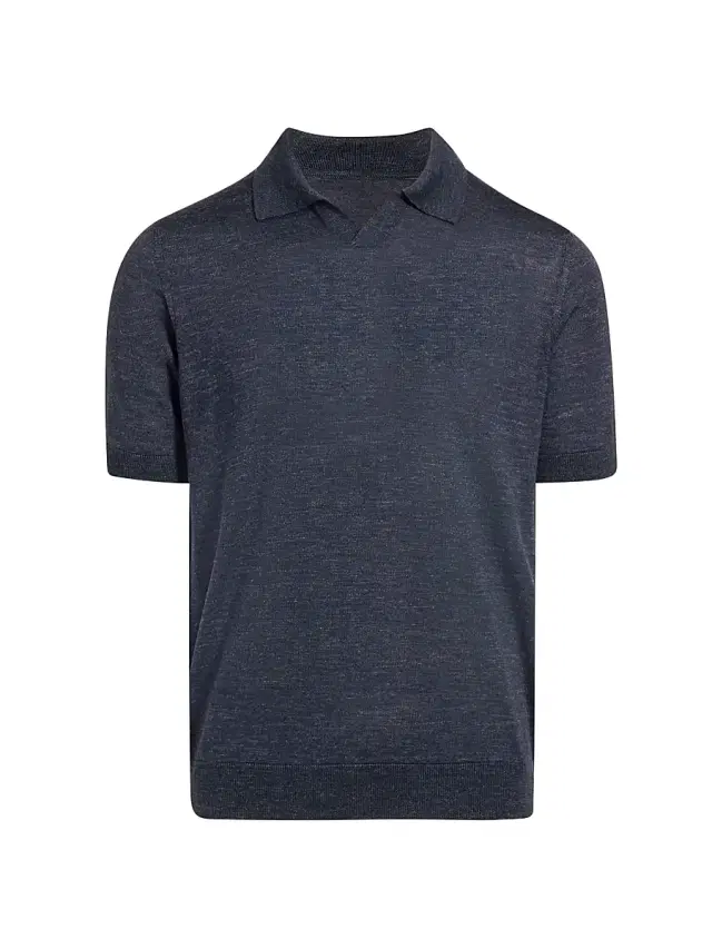 Saks Fifth Avenue Men's Lamar Johnny Collar Short-Sleeve Sweater - Blue