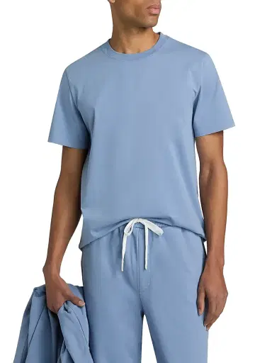 Saks Fifth Avenue Men's Foundation Cotton T-Shirt - Mountain Bluebird - Size XXL | Thumbnail 3 Saks Fifth Avenue Men's Foundation Cotton T-Shirt - Mountain Bluebird - Size XXL | Thumbnail 3