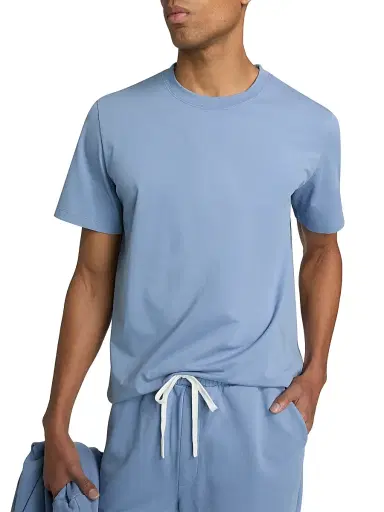 Saks Fifth Avenue Men's Foundation Cotton T-Shirt - Mountain Bluebird - Size XXL | Thumbnail 6 Saks Fifth Avenue Men's Foundation Cotton T-Shirt - Mountain Bluebird - Size XXL | Thumbnail 6