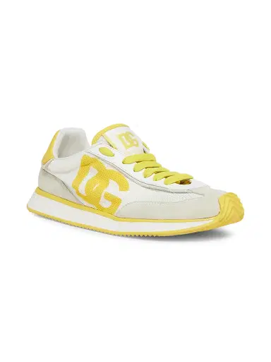 Dolce & Gabbana Women's Logo Colorblocked Low-Top Sneakers - White Yellow - Size 7.5 | Thumbnail 3