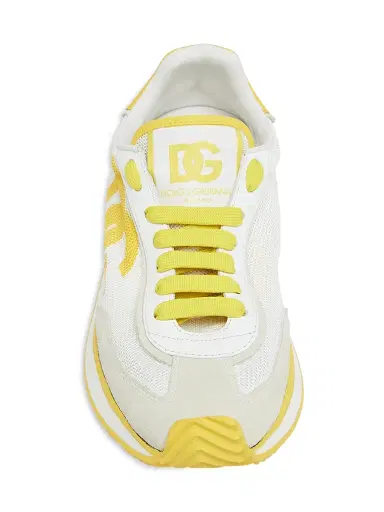 Dolce & Gabbana Women's Logo Colorblocked Low-Top Sneakers - White Yellow - Size 7.5 | Thumbnail 6
