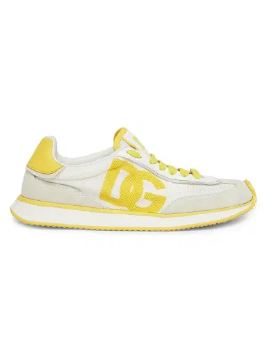 Dolce & Gabbana Women's Logo Colorblocked Low-Top Sneakers - White Yellow - Size 7.5 | Thumbnail 1