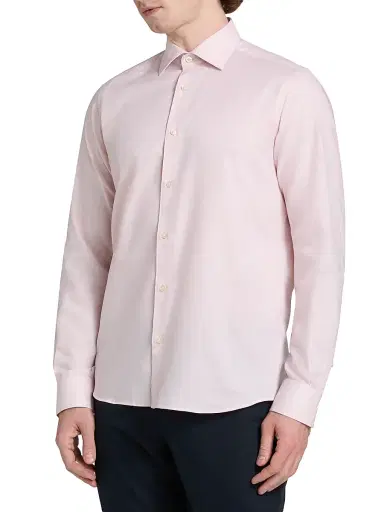 Saks Fifth Avenue Men's COLLECTION Melange Cotton Sport Shirt - Pink - Size XXL | Thumbnail 4
