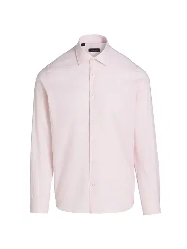 Saks Fifth Avenue Men's COLLECTION Melange Cotton Sport Shirt - Pink - Size XXL | Thumbnail 1