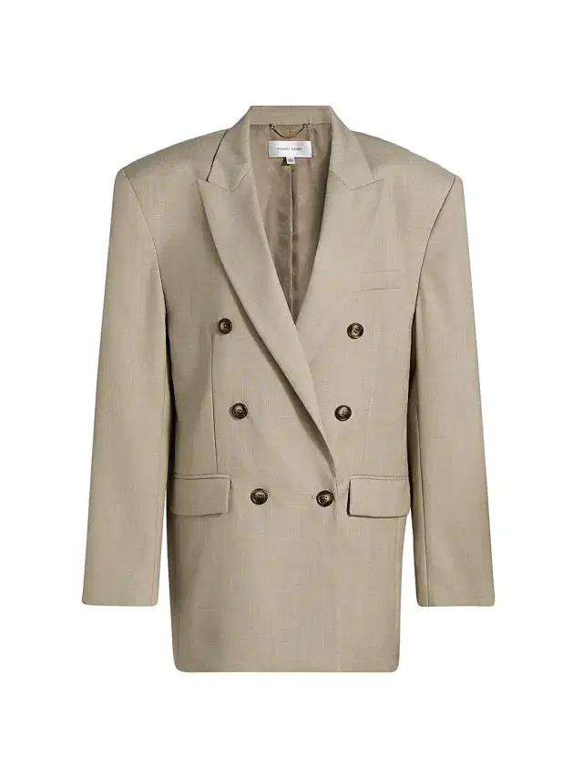 Ronny Kobo Women's 1988 Double-Breasted Wool-Blend Blazer - Crosshatch Taupe