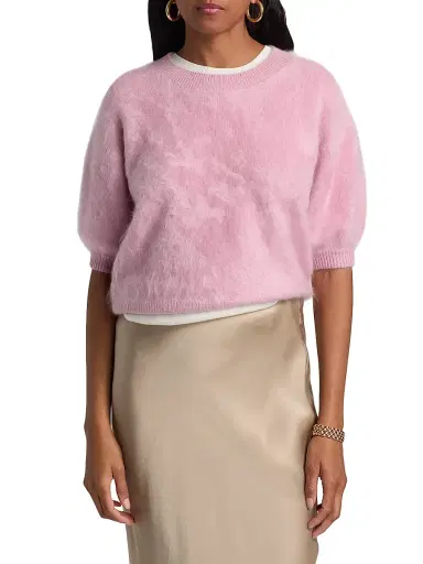 Lisa Yang Women's Juniper Cashmere Crop Sweater - Petal Brushed | Thumbnail 3 Lisa Yang Women's Juniper Cashmere Crop Sweater - Petal Brushed | Thumbnail 3