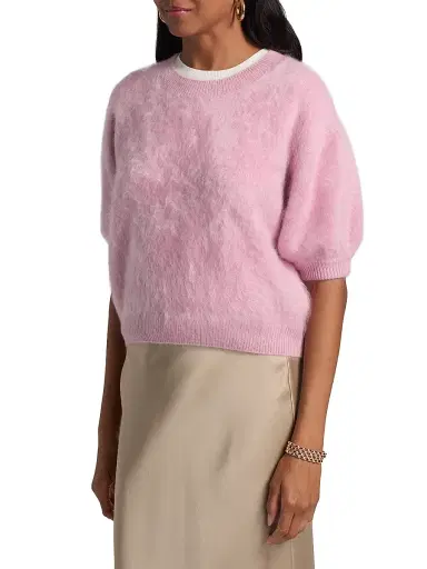 Lisa Yang Women's Juniper Cashmere Crop Sweater - Petal Brushed | Thumbnail 4 Lisa Yang Women's Juniper Cashmere Crop Sweater - Petal Brushed | Thumbnail 4