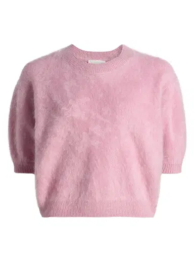 Lisa Yang Women's Juniper Cashmere Crop Sweater - Petal Brushed | Thumbnail 1 Lisa Yang Women's Juniper Cashmere Crop Sweater - Petal Brushed | Thumbnail 1