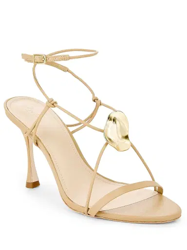 22élevé Women's 90MM Leather Sandals - Gold Leaf - Size 12 | Thumbnail 2