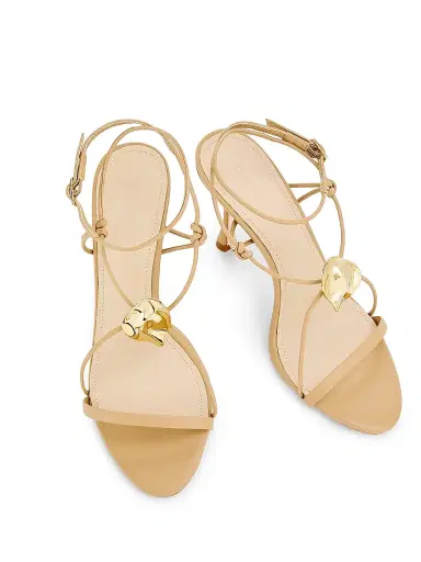 22élevé Women's 90MM Leather Sandals - Gold Leaf - Size 12 | Thumbnail 4