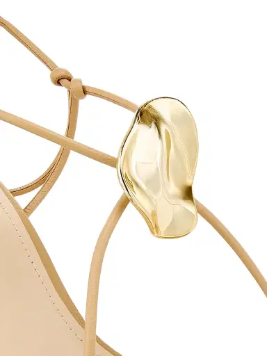 22élevé Women's 90MM Leather Sandals - Gold Leaf - Size 12 | Thumbnail 6