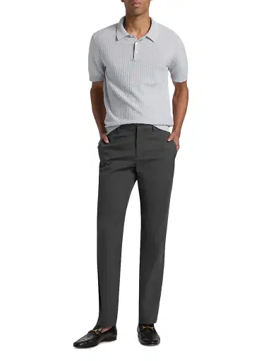 Saks Fifth Avenue Men's COLLECTION Basketweave Knit Cotton Polo Shirt - Grey - Size XXL | Thumbnail 2 Saks Fifth Avenue Men's COLLECTION Basketweave Knit Cotton Polo Shirt - Grey - Size XXL | Thumbnail 2