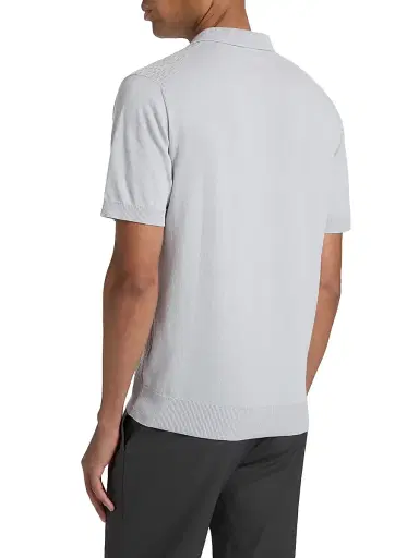 Saks Fifth Avenue Men's COLLECTION Basketweave Knit Cotton Polo Shirt - Grey - Size XXL | Thumbnail 5 Saks Fifth Avenue Men's COLLECTION Basketweave Knit Cotton Polo Shirt - Grey - Size XXL | Thumbnail 5