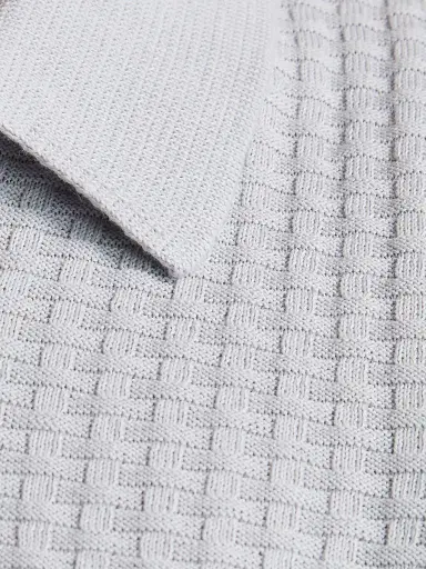 Saks Fifth Avenue Men's COLLECTION Basketweave Knit Cotton Polo Shirt - Grey - Size XXL | Thumbnail 7 Saks Fifth Avenue Men's COLLECTION Basketweave Knit Cotton Polo Shirt - Grey - Size XXL | Thumbnail 7
