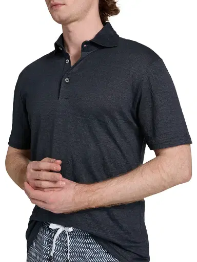 Saks Fifth Avenue Men's COLLECTION Linen Polo Shirt - Blue - Size XXL | Thumbnail 6