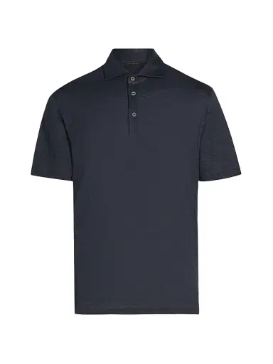 Saks Fifth Avenue Men's COLLECTION Linen Polo Shirt - Blue - Size XXL | Thumbnail 1