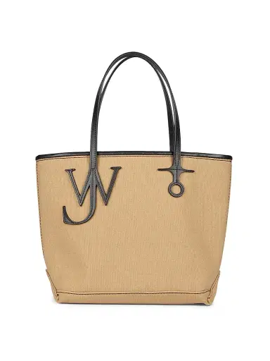 JW Anderson Women's Anchor Logo Cotton Tote Bag - Beige Black | Thumbnail 1 JW Anderson Women's Anchor Logo Cotton Tote Bag - Beige Black | Thumbnail 1
