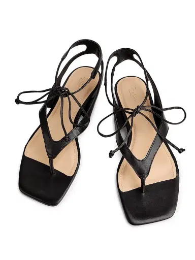 22élevé Women's Leather Ankle-Wrap Sandals - Black - Size 11 | Thumbnail 4