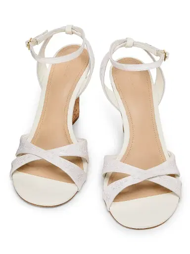 22élevé Women's 100MM Cork Wedge Sandals - White Cotton Eyelet Fabric - Size 12 | Thumbnail 4 22élevé Women's 100MM Cork Wedge Sandals - White Cotton Eyelet Fabric - Size 12 | Thumbnail 4