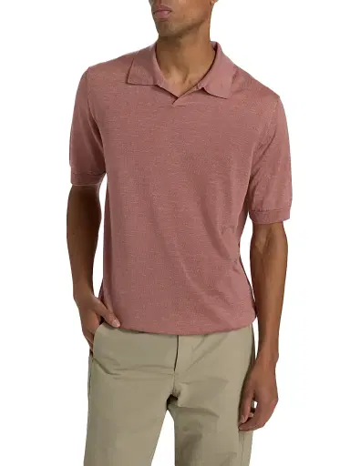 Saks Fifth Avenue Men's Lamar Johnny Collar Short-Sleeve Sweater - Pink - Size XXL | Thumbnail 3