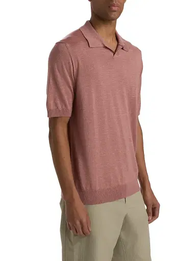 Saks Fifth Avenue Men's Lamar Johnny Collar Short-Sleeve Sweater - Pink - Size XXL | Thumbnail 4