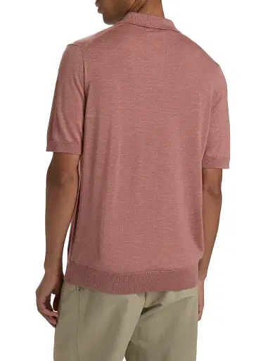Saks Fifth Avenue Men's Lamar Johnny Collar Short-Sleeve Sweater - Pink - Size XXL | Thumbnail 5
