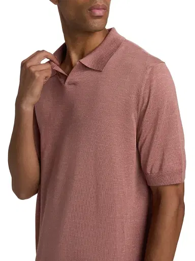 Saks Fifth Avenue Men's Lamar Johnny Collar Short-Sleeve Sweater - Pink - Size XXL | Thumbnail 6