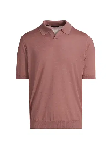 Saks Fifth Avenue Men's Lamar Johnny Collar Short-Sleeve Sweater - Pink - Size XXL | Thumbnail 1