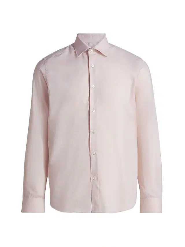 Men's COLLECTION Melange Cotton Sport Shirt - Green