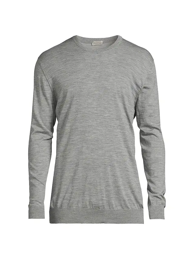 Men's Wool Crewneck Sweater - Medium Grey